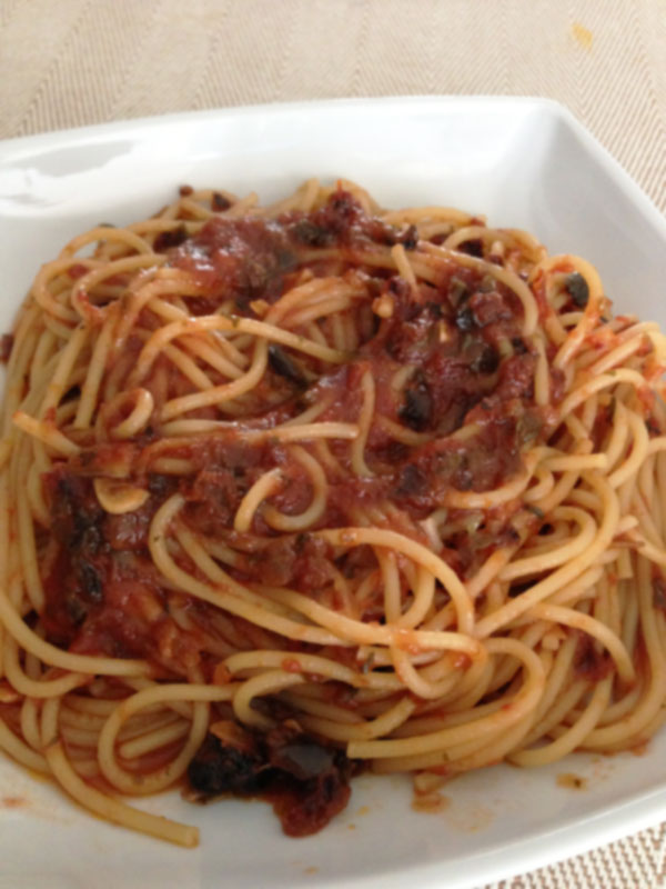 receta de Espagueti a la puttanesca